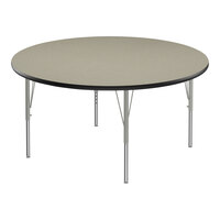 Correll Deluxe 60" Round Savannah Sand 19"-29" Adjustable Height High-Pressure Laminate Top Activity Table with Silver Legs and Black T-Mold