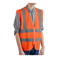 Lavex Class 2 Orange High Visibility Safety Vest with Zipper Closure - 50/Case