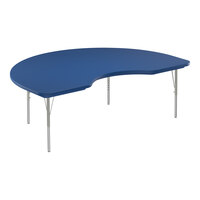 Correll 48" x 72" Kidney Blue 19"-29" Adjustable Height Blow-Molded Activity Table with Silver Legs