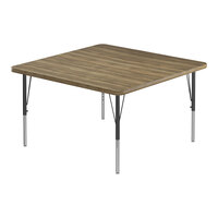 Correll Deluxe Square Colonial Hickory 19"-29" Adjustable Height High-Pressure Laminate Top Activity Table with Black Legs and Hickory T-Mold