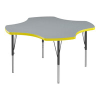 Correll Deluxe 48" Clover Gray Granite 19"-29" Adjustable Height High-Pressure Laminate Top Activity Table with Black Legs and Yellow T-Mold