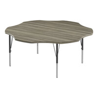 Correll Deluxe 60" Flower New England Driftwood 19"-29" Adjustable Height High-Pressure Laminate Top Activity Table with Black Legs and Driftwood T-Mold
