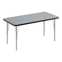 Correll EconoLine 30" x 72" Rectangular Gray Granite 19"-29" Adjustable Height Melamine Top Activity Table with Silver Legs and Black T-Mold