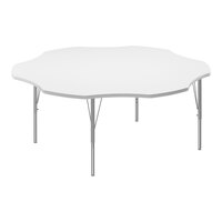 Correll 60" Flower White 19"-29" Adjustable Height High-Pressure Dry Erase Board Top Activity Table with Silver Legs and Gray T-Mold