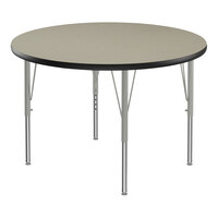 Correll Deluxe 42" Round Savannah Sand 19"-29" Adjustable Height High-Pressure Laminate Top Activity Table with Silver Legs and Black T-Mold