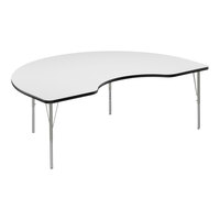 Correll Deluxe 48" x 72" Kidney White 19"-29" Adjustable Height High-Pressure Laminate Top Activity Table with Silver Legs and Black T-Mold