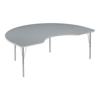 Correll Deluxe 48" x 72" Kidney Gray Granite 19"-29" Adjustable Height High-Pressure Laminate Top Activity Table with Silver Legs and Gray T-Mold
