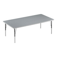 Correll 36" x 60" Rectangular Gray Granite 19"-29" Adjustable Height Thermal-Fused Laminate Top Activity Table with Black Legs and Gray T-Mold