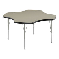 Correll Deluxe 48" Clover Savannah Sand 19"-29" Adjustable Height High-Pressure Laminate Top Activity Table with Silver Legs and Black T-Mold