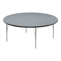 Correll EconoLine 60" Round Gray Granite 19"-29" Adjustable Height Melamine Top Activity Table with Silver Legs and Black T-Mold