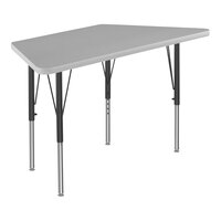 Correll Deluxe Trapezoid Gray Granite 19"-29" Adjustable Height High-Pressure Laminate Top Activity Table with Black Legs and Gray T-Mold