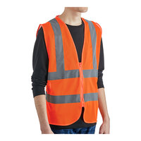 Lavex Class 2 Orange High Visibility Safety Vest with Zipper Closure - 50/Case