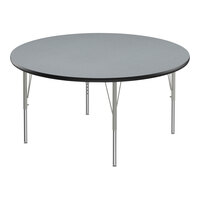 Correll Deluxe 60" Round Gray Granite 19"-29" Adjustable Height High-Pressure Laminate Top Activity Table with Silver Legs and Black T-Mold