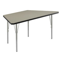 Correll Deluxe 30" x 60" Trapezoid Savannah Sand 19"-29" Adjustable Height High-Pressure Laminate Top Activity Table with Silver Legs and Black T-Mold