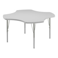 Correll 48" Clover White 19"-29" Adjustable Height High-Pressure Dry Erase Board Top Activity Table with Silver Legs and Gray T-Mold
