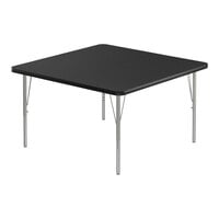 Correll Deluxe 42" Square Black Granite 19"-29" Adjustable Height High-Pressure Laminate Top Activity Table with Silver Legs and Black T-Mold