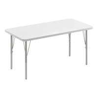 Correll Rectangular White 19"-29" Adjustable Height High-Pressure Dry Erase Board Top Activity Table with Silver Legs and Gray T-Mold