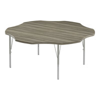 Correll Deluxe 60" Flower New England Driftwood 19"-29" Adjustable Height High-Pressure Laminate Top Activity Table with Silver Legs and Driftwood T-Mold