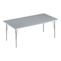Correll Deluxe 30" x 72" Rectangular Gray Granite 19"-29" Adjustable Height High-Pressure Laminate Top Activity Table with Silver Legs and Gray T-Mold