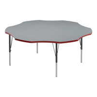 Correll 60" Flower Gray Granite 19"-29" Adjustable Height Thermal-Fused Laminate Top Activity Table with Black Legs and Red T-Mold
