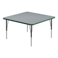 Correll Deluxe Square Gray Granite 19"-29" Adjustable Height High-Pressure Laminate Top Activity Table with Black Legs and Green T-Mold