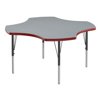 Correll Deluxe 48" Clover Gray Granite 19"-29" Adjustable Height High-Pressure Laminate Top Activity Table with Black Legs and Red T-Mold