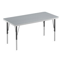 Correll Deluxe Rectangular Gray Granite 19"-29" Adjustable Height High-Pressure Laminate Top Activity Table with Black Legs and Gray T-Mold