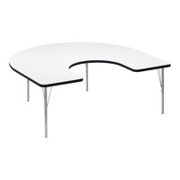Correll 60" x 66" Horseshoe White 19"-29" Adjustable Height High-Pressure Dry Erase Board Top Activity Table