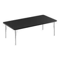 Correll Deluxe 36" x 60" Rectangular Black Granite 19"-29" Adjustable Height High-Pressure Laminate Top Activity Table with Silver Legs and Black T-Mold