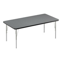Correll Deluxe 30" x 48" Rectangular Montana Granite 19"-29" Adjustable Height High-Pressure Laminate Top Activity Table with Silver Legs and Black T-Mold