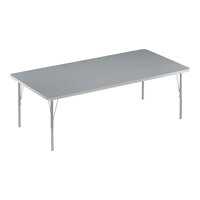 Correll Deluxe 36" x 60" Rectangular Gray Granite 19"-29" Adjustable Height High-Pressure Laminate Top Activity Table with Silver Legs and Gray T-Mold