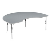 Correll Deluxe 48" x 72" Kidney Gray Granite 19"-29" Adjustable Height High-Pressure Laminate Top Activity Table with Black Legs and Gray T-Mold