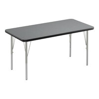 Correll Deluxe 24" x 48" Rectangular Montana Granite 19"-29" Adjustable Height High-Pressure Laminate Top Activity Table with Silver Legs and Black T-Mold