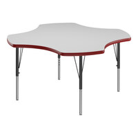 Correll 48" Clover White 19"-29" Adjustable Height High-Pressure Dry Erase Board Top Activity Table with Black Legs and Red T-Mold
