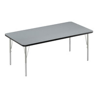 Correll Deluxe 30" x 48" Rectangular Gray Granite 19"-29" Adjustable Height High-Pressure Laminate Top Activity Table with Silver Legs and Black T-Mold