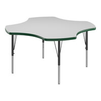 Correll 48" Clover White 19"-29" Adjustable Height High-Pressure Dry Erase Board Top Activity Table with Black Legs and Green T-Mold