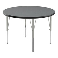 Correll Deluxe 42" Round Montana Granite 19"-29" Adjustable Height High-Pressure Laminate Top Activity Table with Silver Legs and Black T-Mold