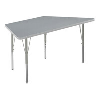 Correll Deluxe 30" x 60" Trapezoid Gray Granite 19"-29" Adjustable Height High-Pressure Laminate Top Activity Table with Silver Legs and Gray T-Mold