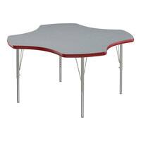 Correll Deluxe 48" Clover Gray Granite 19"-29" Adjustable Height High-Pressure Laminate Top Activity Table with Silver Legs and Red T-Mold