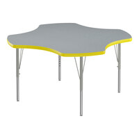 Correll Deluxe 48" Clover Gray Granite 19"-29" Adjustable Height High-Pressure Laminate Top Activity Table with Silver Legs and Yellow T-Mold