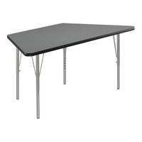 Correll Deluxe 30" x 60" Trapezoid Montana Granite 19"-29" Adjustable Height High-Pressure Laminate Top Activity Table with Silver Legs and Black T-Mold