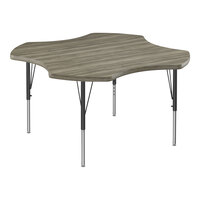 Correll Deluxe 48" Clover New England Driftwood 19"-29" Adjustable Height High-Pressure Laminate Top Activity Table with Black Legs and Driftwood T-Mold
