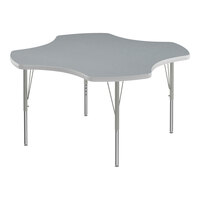 Correll Deluxe 48" Clover Gray Granite 19"-29" Adjustable Height High-Pressure Laminate Top Activity Table with Silver Legs and Gray T-Mold
