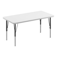 Correll Rectangular White 19"-29" Adjustable Height High-Pressure Dry Erase Board Top Activity Table with Black Legs and Gray T-Mold