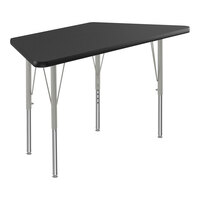 Correll Trapezoid Black Granite 19"-29" Adjustable Height Thermal-Fused Laminate Top Activity Table with Silver Legs and Black T-Mold