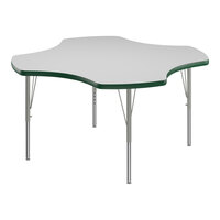 Correll 48" Clover White 19"-29" Adjustable Height High-Pressure Dry Erase Board Top Activity Table with Silver Legs and Green T-Mold
