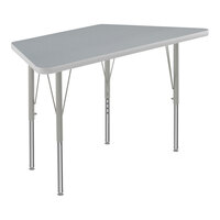 Correll Deluxe Trapezoid Gray Granite 19"-29" Adjustable Height High-Pressure Laminate Top Activity Table with Silver Legs and Gray T-Mold