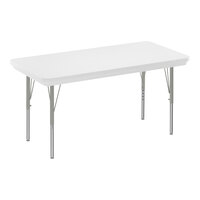 Correll 30" x 72" Rectangular Gray Granite 19"-29" Adjustable Height Blow-Molded Activity Table with Silver Legs