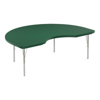 Correll 48" x 72" Kidney Green 19"-29" Adjustable Height Blow-Molded Activity Table with Silver Legs