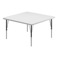 Correll Square White 19"-29" Adjustable Height High-Pressure Dry Erase Board Top Activity Table with Black Legs and Gray T-Mold